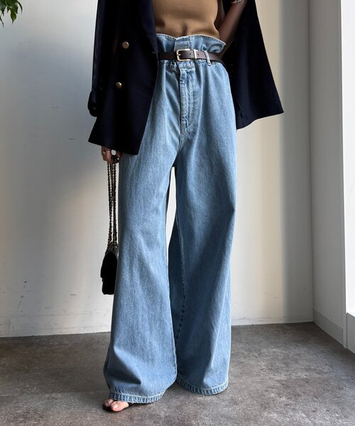 DouDou（ドゥドゥ）の「ウエスト折り返しギャザーデニム（デニムパンツ・レディース・ブルー系その他・36/38）」の18枚目の写真