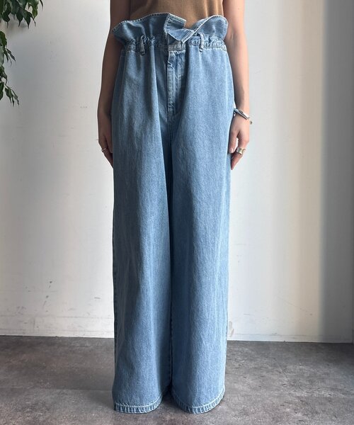 DouDou（ドゥドゥ）の「ウエスト折り返しギャザーデニム（デニムパンツ・レディース・ブルー系その他・36/38）」の20枚目の写真