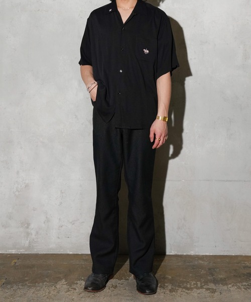 TOWNCRAFT（タウンクラフト）の「TOWNCRAFT / タウンクラフト 50S EMBROIDERY S/S SHIRT レーヨン ループカラーシャツ（シャツ/ブラウス・メンズ・ブラック/ブラウン・MEDIUM/LARGE/SMALL）」の8枚目の写真
