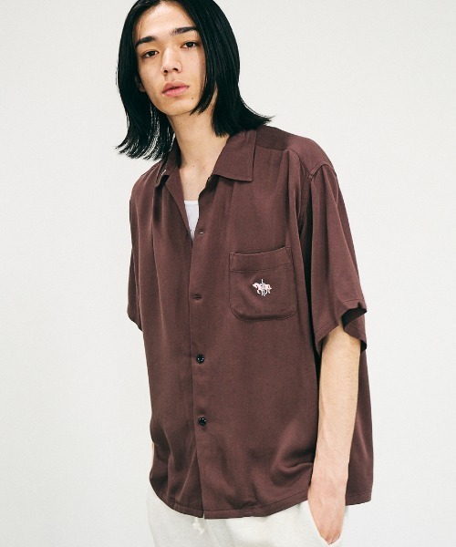 TOWNCRAFT（タウンクラフト）の「TOWNCRAFT / タウンクラフト 50S EMBROIDERY S/S SHIRT レーヨン ループカラーシャツ（シャツ/ブラウス・メンズ・ブラック/ブラウン・MEDIUM/LARGE/SMALL）」の5枚目の写真