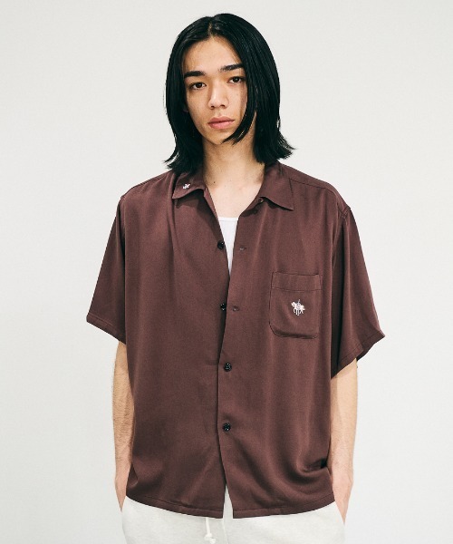 TOWNCRAFT（タウンクラフト）の「TOWNCRAFT / タウンクラフト 50S EMBROIDERY S/S SHIRT レーヨン ループカラーシャツ（シャツ/ブラウス・メンズ・ブラック/ブラウン・MEDIUM/LARGE/SMALL）」の6枚目の写真