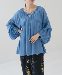 【refinedworks】春カラー の シアー ギャザー ブラウス