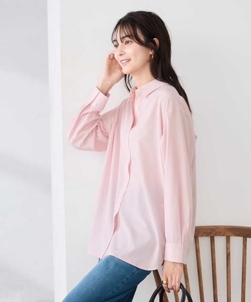 a.v.v（アーヴェヴェ）の「【シワになりにくい】ベーシックシャツ（シャツ/ブラウス・レディース・ホワイト/ライトピンク/ダークインディゴブルー/ネイビー・36/40/38/42/34）」の19枚目の写真