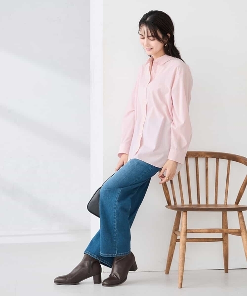 a.v.v（アーヴェヴェ）の「【シワになりにくい】ベーシックシャツ（シャツ/ブラウス・レディース・ホワイト/ライトピンク/ダークインディゴブルー/ネイビー・36/40/38/42/34）」の21枚目の写真