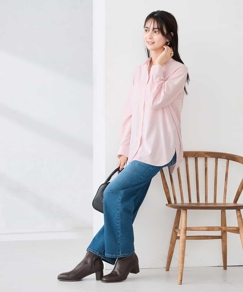 a.v.v（アーヴェヴェ）の「【シワになりにくい】ベーシックシャツ（シャツ/ブラウス・レディース・ホワイト/ライトピンク/ダークインディゴブルー/ネイビー・36/40/38/42/34）」の22枚目の写真
