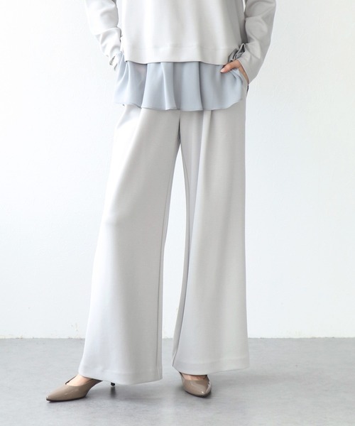 Jines(ジネス)の「綺麗見えジャージーワイドパンツ(その他パンツ・レディース・ホワイト/ブラック・38)」の1枚目の写真