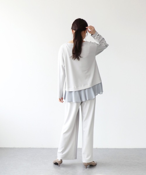 Jines(ジネス)の「綺麗見えジャージーワイドパンツ(その他パンツ・レディース・ホワイト/ブラック・38)」の15枚目の写真