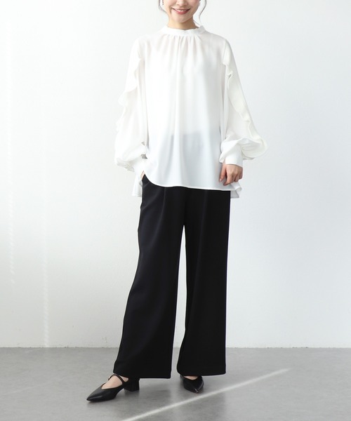Jines(ジネス)の「綺麗見えジャージーワイドパンツ(その他パンツ・レディース・ホワイト/ブラック・38)」の17枚目の写真