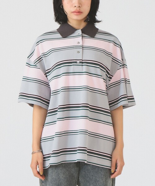 Ray BEAMS（レイビームス）の「マルチ ボーダー ビッグ ポロ（Tシャツ/カットソー・レディース・ブルー系その他3/ライトグレー・ONE SIZE）」の11枚目の写真
