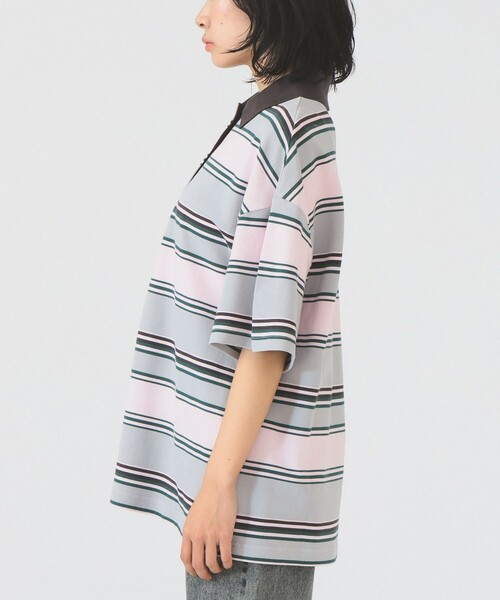 Ray BEAMS（レイビームス）の「マルチ ボーダー ビッグ ポロ（Tシャツ/カットソー・レディース・ブルー系その他3/ライトグレー・ONE SIZE）」の12枚目の写真