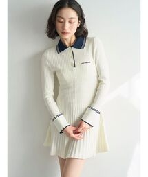 LILY BROWN | ロゴ刺繍ポロニットミニワンピース(ワンピース)