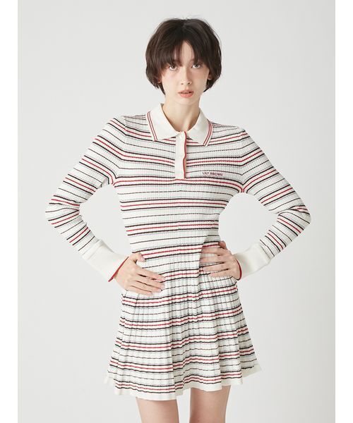 LILY BROWN（リリーブラウン）の「ロゴ刺繍ポロニットミニワンピース（ワンピース・レディース・ネイビー/その他/アイボリー・F）」の3枚目の写真