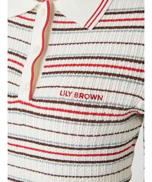 LILY BROWN（リリーブラウン）の「ロゴ刺繍ポロニットミニワンピース（ワンピース・レディース・ネイビー/その他/アイボリー・F）」の9枚目の写真
