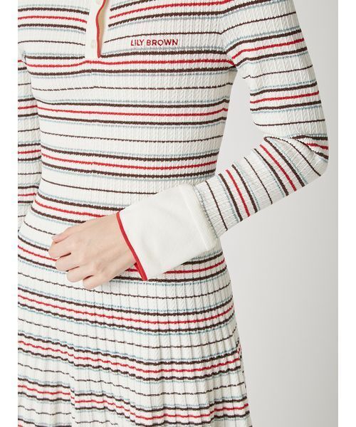 LILY BROWN（リリーブラウン）の「ロゴ刺繍ポロニットミニワンピース（ワンピース・レディース・ネイビー/その他/アイボリー・F）」の10枚目の写真