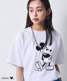 ミッキーマウス/綿100％フロッキープリントTシャツ＜大きいサイズ有＞シックスタイル