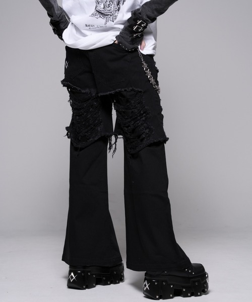 REFLEM(レフレム)の「『REFLEM/レフレム』レイヤードクラッシュデニムパンツ(デニムパンツ・レディース・グレー/ブラック・L/M)」の8枚目の写真