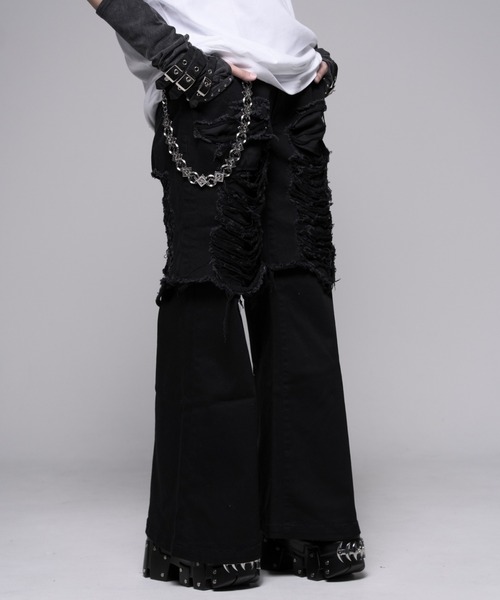 REFLEM(レフレム)の「『REFLEM/レフレム』レイヤードクラッシュデニムパンツ(デニムパンツ・レディース・グレー/ブラック・L/M)」の9枚目の写真