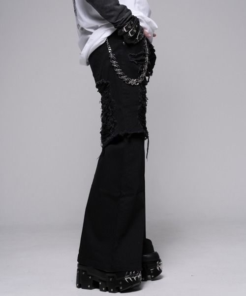 REFLEM(レフレム)の「『REFLEM/レフレム』レイヤードクラッシュデニムパンツ(デニムパンツ・レディース・グレー/ブラック・L/M)」の7枚目の写真