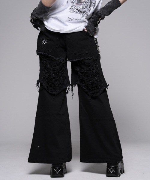 REFLEM(レフレム)の「『REFLEM/レフレム』レイヤードクラッシュデニムパンツ(デニムパンツ・レディース・グレー/ブラック・L/M)」の6枚目の写真