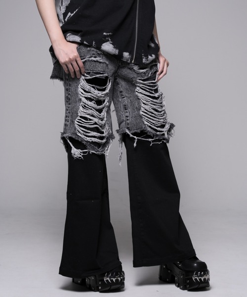 REFLEM(レフレム)の「『REFLEM/レフレム』レイヤードクラッシュデニムパンツ(デニムパンツ・レディース・グレー/ブラック・L/M)」の17枚目の写真