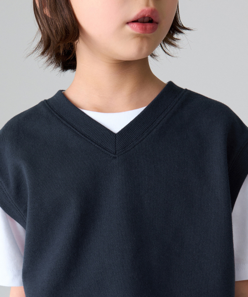 MUSINSA STANDARD KIDS（ムシンサスタンダードキッズ）の「オーバーサイズスウェットベスト[ネイビー]（ベスト・レディース・その他・120/130/140/150/160/100/110）」の4枚目の写真