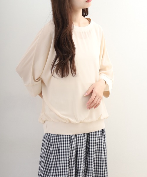 OMNES(オムネス)の「シアードルマン レイヤード5分袖プルオーバー(Tシャツ/カットソー・レディース・ナチュラル・FREE)」の2枚目の写真