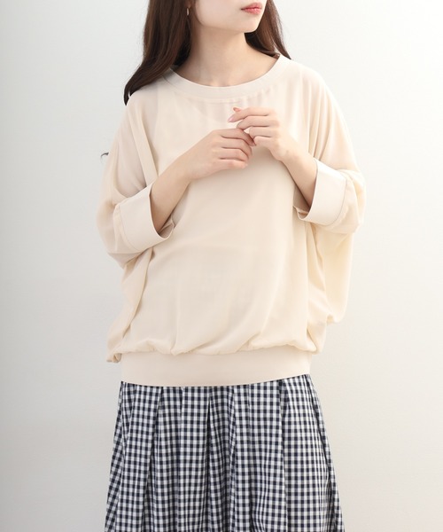 OMNES(オムネス)の「シアードルマン レイヤード5分袖プルオーバー(Tシャツ/カットソー・レディース・ナチュラル・FREE)」の3枚目の写真