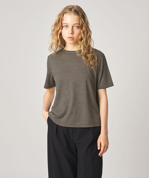 Steven Alan(スティーブンアラン)の「<Steven Alan>ウール ジャージー Tシャツ(Tシャツ/カットソー・レディース・オフホワイト/ブラック/モカ・FREE)」の1枚目の写真