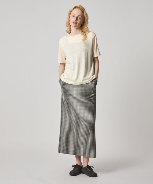 Steven Alan(スティーブンアラン)の「<Steven Alan>ウール ジャージー Tシャツ(Tシャツ/カットソー・レディース・オフホワイト/ブラック/モカ・FREE)」の8枚目の写真