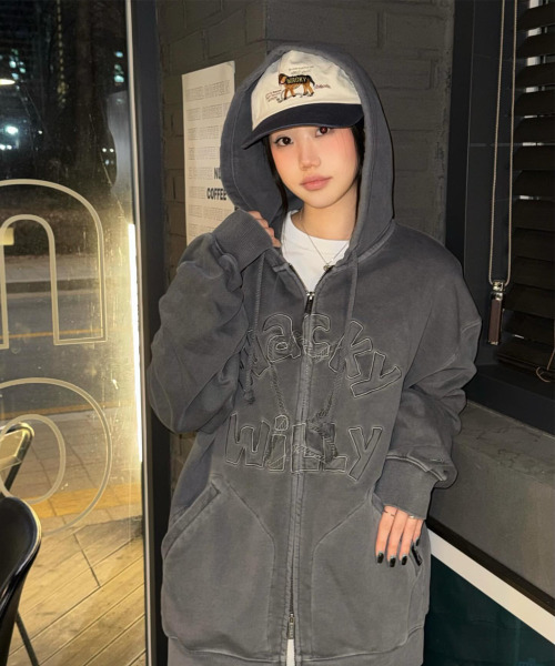 Wacky WiLLy(ワッキーウィリー)の「ピグメントビンテージフードジップアップチャコール(パーカー・レディース・その他・SMALL/MEDIUM/LARGE/X-LARGE)」の5枚目の写真