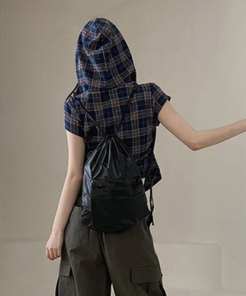 Teem Store(チームストア)の「フード付きサイドギャザーコンパクトチェック柄シアーシャツ(シャツ/ブラウス・レディース・グリーン/ベージュ/ネイビー・F)」の21枚目の写真