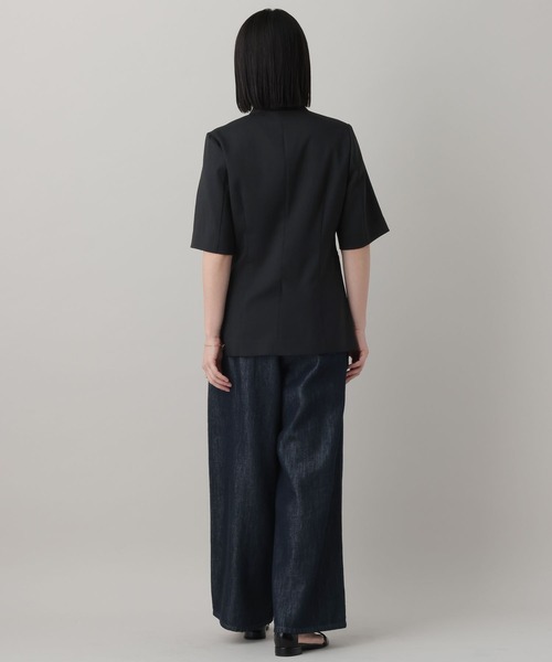 A part by（アパートバイ）の「フィットノーカラーSSジャケット/（ノーカラージャケット・レディース・ベージュ/ブラック・FREE）」の6枚目の写真