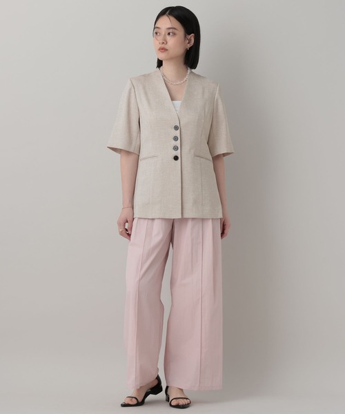 A part by（アパートバイ）の「フィットノーカラーSSジャケット/（ノーカラージャケット・レディース・ベージュ/ブラック・FREE）」の13枚目の写真