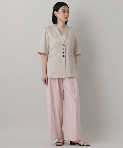 A part by（アパートバイ）の「フィットノーカラーSSジャケット/（ノーカラージャケット・レディース・ベージュ/ブラック・FREE）」の14枚目の写真