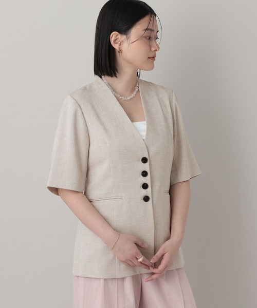 A part by（アパートバイ）の「フィットノーカラーSSジャケット/（ノーカラージャケット・レディース・ベージュ/ブラック・FREE）」の19枚目の写真