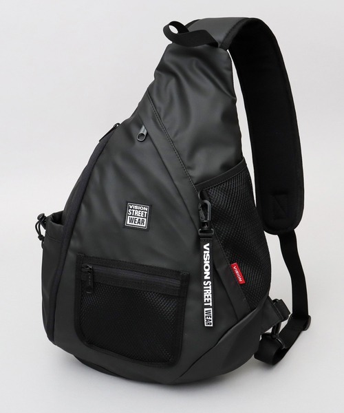 VISION STREET WEAR(ヴィジョンストリートウェア)の「大容量 ポリウレタンコーティング 600Dポリエステル 2層式 スリングバッグ ワンショルダーバッグ(ボディバッグ/ウエストポーチ・メンズ・ブラック・FREE)」の2枚目の写真
