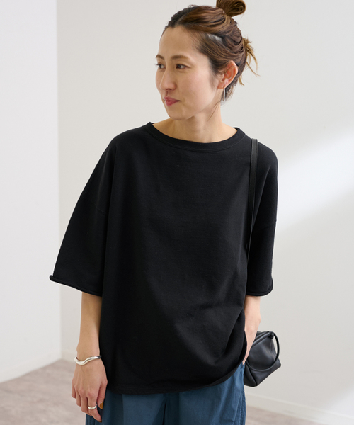 FRAMeWORK（フレームワーク）の「≪新色 / 追加≫ミニ裏毛ハーフスリーブラウンドTee（Tシャツ/カットソー・レディース・グレー/ブラック/アイボリー/バーガンディー・FREE）」の11枚目の写真