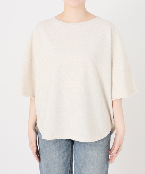 FRAMeWORK（フレームワーク）の「≪新色 / 追加≫ミニ裏毛ハーフスリーブラウンドTee（Tシャツ/カットソー・レディース・グレー/ブラック/アイボリー/バーガンディー・FREE）」の6枚目の写真