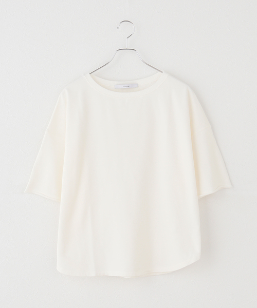 FRAMeWORK(フレームワーク)の「≪新色 / 追加≫ミニ裏毛ハーフスリーブラウンドTee(Tシャツ/カットソー・レディース・グレー/ブラック/アイボリー/バーガンディー/ホワイト・FREE)」の11枚目の写真
