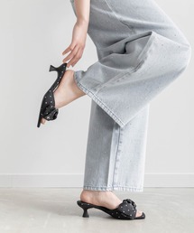 RANDA（ランダ）の「リボンデザインスクエアトゥミュールサンダル（サンダル）」