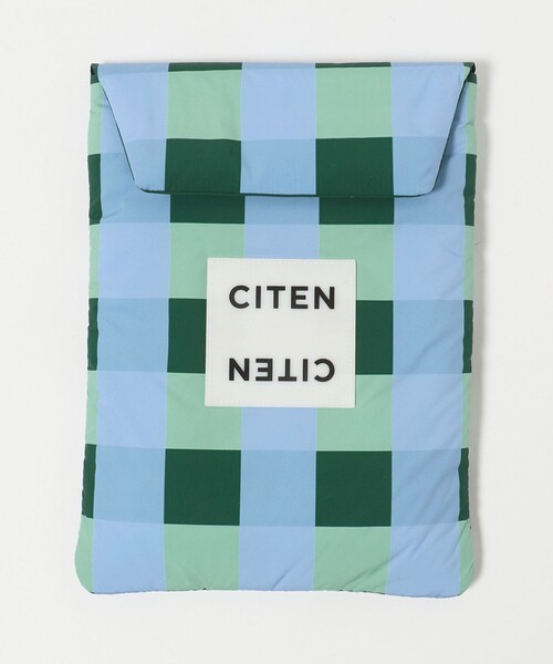 CITEN(シテン)の「<CITEN> パデッドチェックPCケースMサイズ(PC・タブレットケース・レディース・ケリーグリーン/オレンジ・FREE)」の2枚目の写真