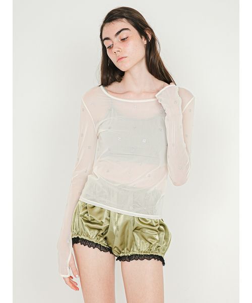 SORIN(ソリン )の「S Motif Sheer Top/Sモチーフ シアートップ(Tシャツ/カットソー・レディース・ブラック/サックスブルー/オフホワイト・38)」の13枚目の写真