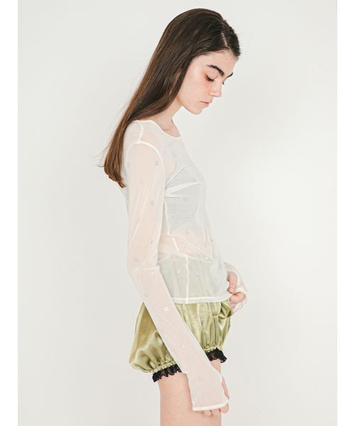 SORIN(ソリン )の「S Motif Sheer Top/Sモチーフ シアートップ(Tシャツ/カットソー・レディース・ブラック/サックスブルー/オフホワイト・38)」の4枚目の写真