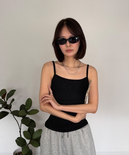 mellomela.(メロメラ)の「ドット キャミソール(キャミソール・レディース・アイボリー/ブラック・FREE)」の6枚目の写真