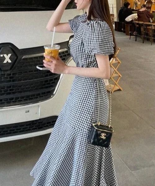 FREE STYLISTS(フリー スタイリスト)の「YUGA_YGMC Korean style Checkered top and ruffle skirt set(ワンピース・レディース・ブラック/ブルー・FREE)」の17枚目の写真