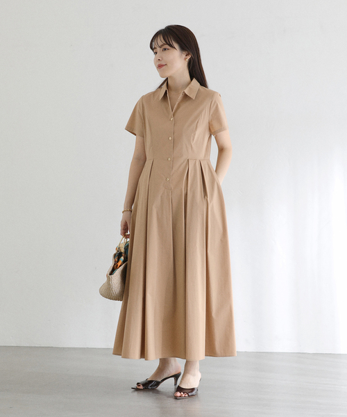 La TOTALITE(ラトータリテ)の「【洗える】タックシャツワンピース(ワンピース・レディース・キャメル/ネイビー・36/38)」の3枚目の写真