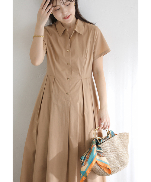 La TOTALITE(ラトータリテ)の「【洗える】タックシャツワンピース(ワンピース・レディース・キャメル/ネイビー・36/38)」の6枚目の写真
