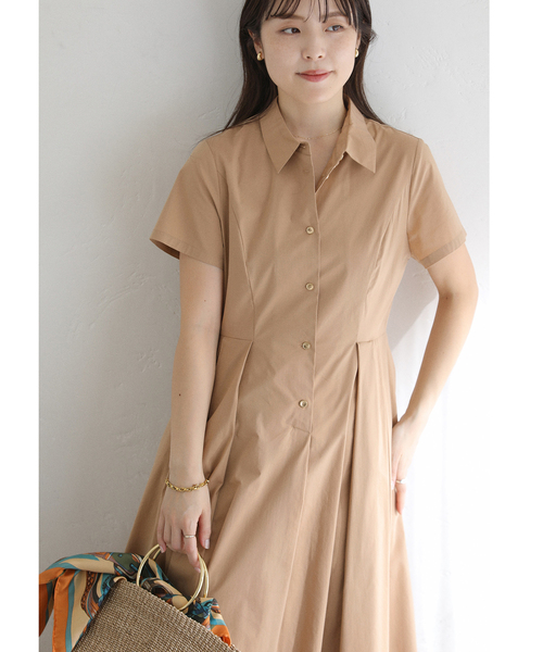 La TOTALITE(ラトータリテ)の「【洗える】タックシャツワンピース(ワンピース・レディース・キャメル/ネイビー・36/38)」の7枚目の写真