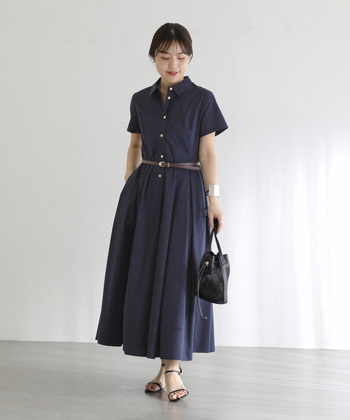 La TOTALITE(ラトータリテ)の「【洗える】タックシャツワンピース(ワンピース・レディース・キャメル/ネイビー・36/38)」の8枚目の写真