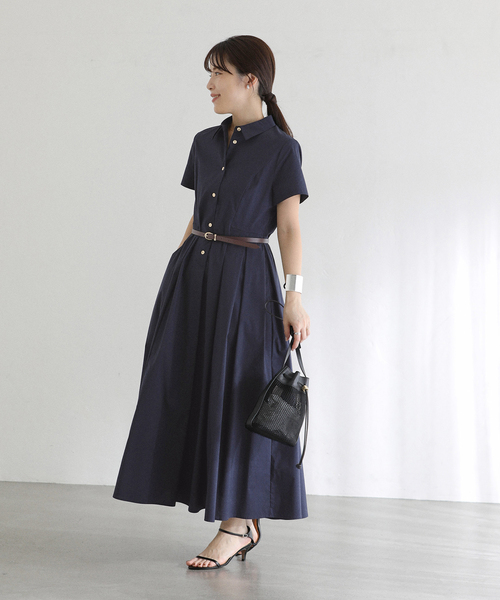 La TOTALITE(ラトータリテ)の「【洗える】タックシャツワンピース(ワンピース・レディース・キャメル/ネイビー・36/38)」の9枚目の写真